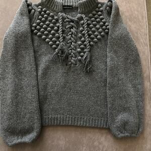 XS Moda International Gray Knit Cowl Sweater